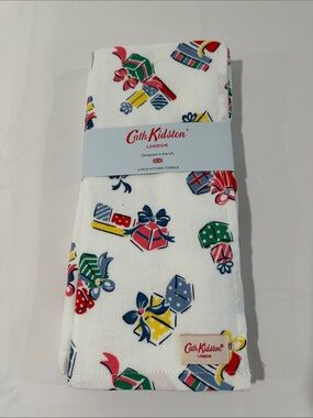 NWT Cath Kidston Christmas Hand Towels British London Set of 3 Presents Gifts
